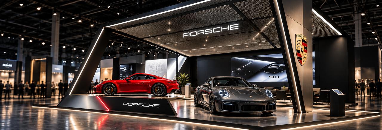 Stand Porsche com painel de LED em feira